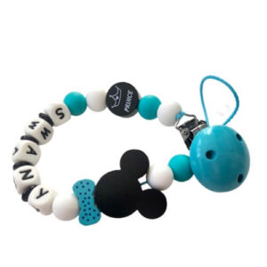 Attache tétine personnalisée silicone mickey Disney bleu