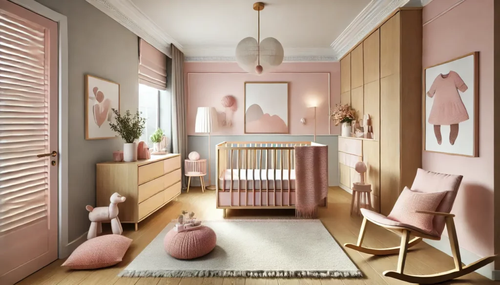 chambre bebe fille rose poudre bois inspi decoration 1